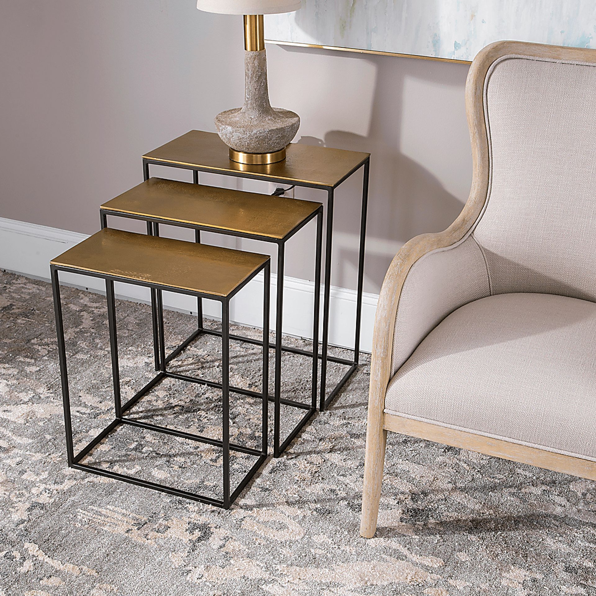 Norlake Brown Nesting Tables, Set of 3 - Image 3