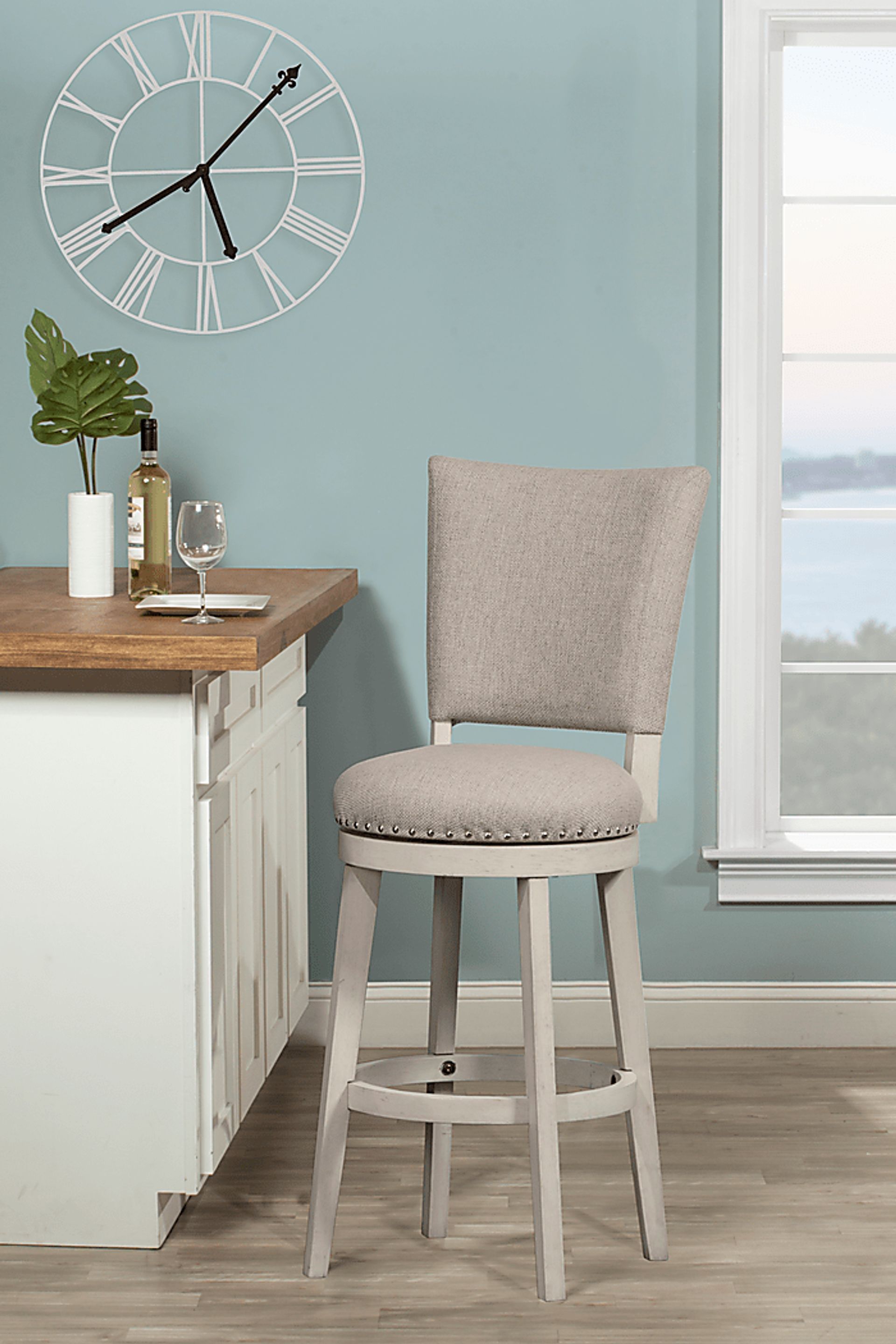 Norrie Beige Swivel Counter Height Stool - Image 2