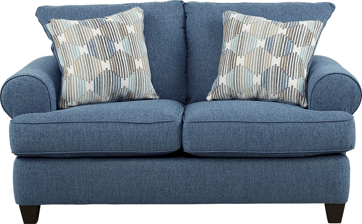 North Bay Chambray Blue Chenille Fabric Loveseat Rooms to Go