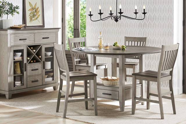 North Fork Gray 5 Pc Counter Height Drop Leaf Dining Room - Thumbnail - Image 1