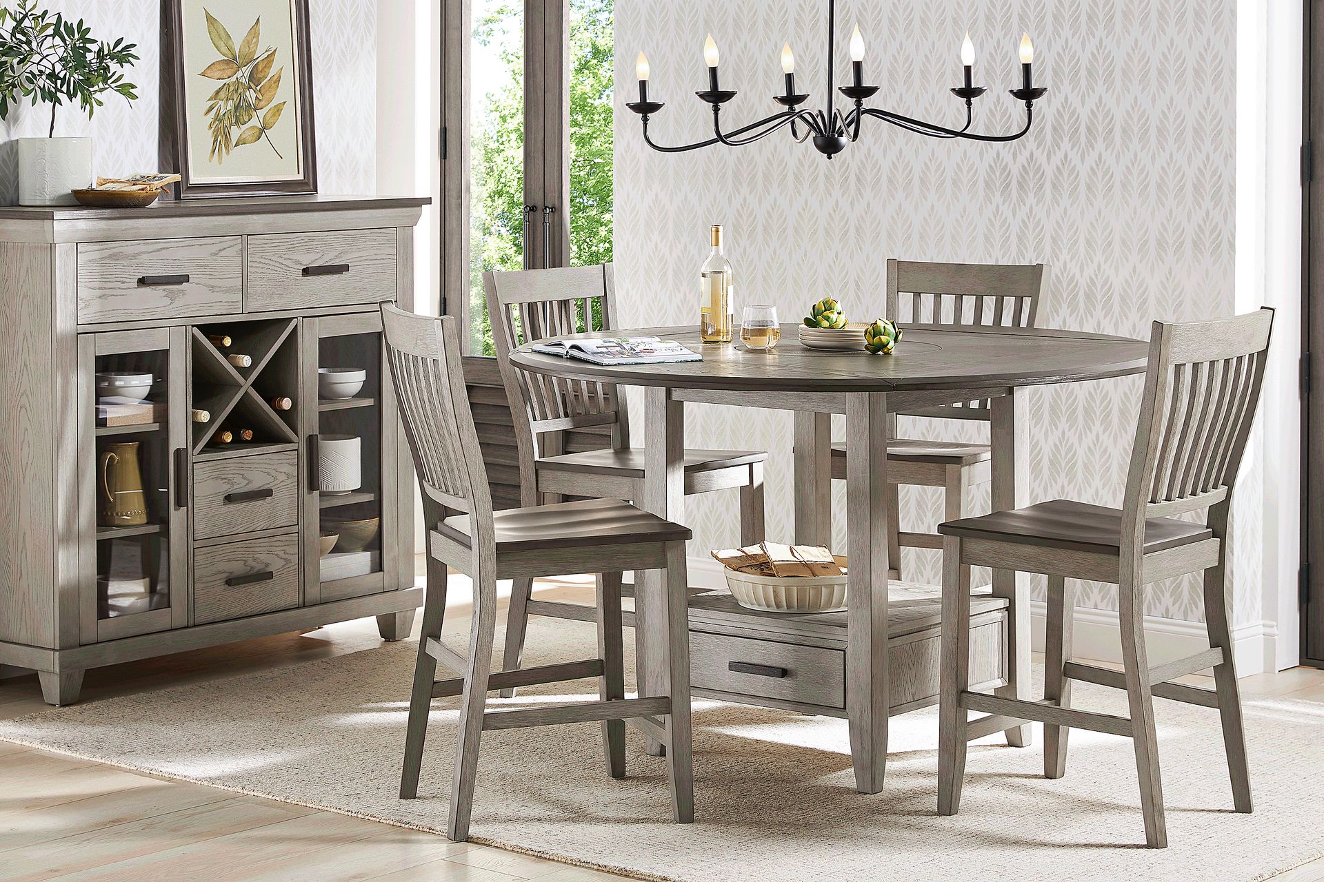 North Fork Gray 5 Pc Counter Height Drop Leaf Dining Room - Image 1