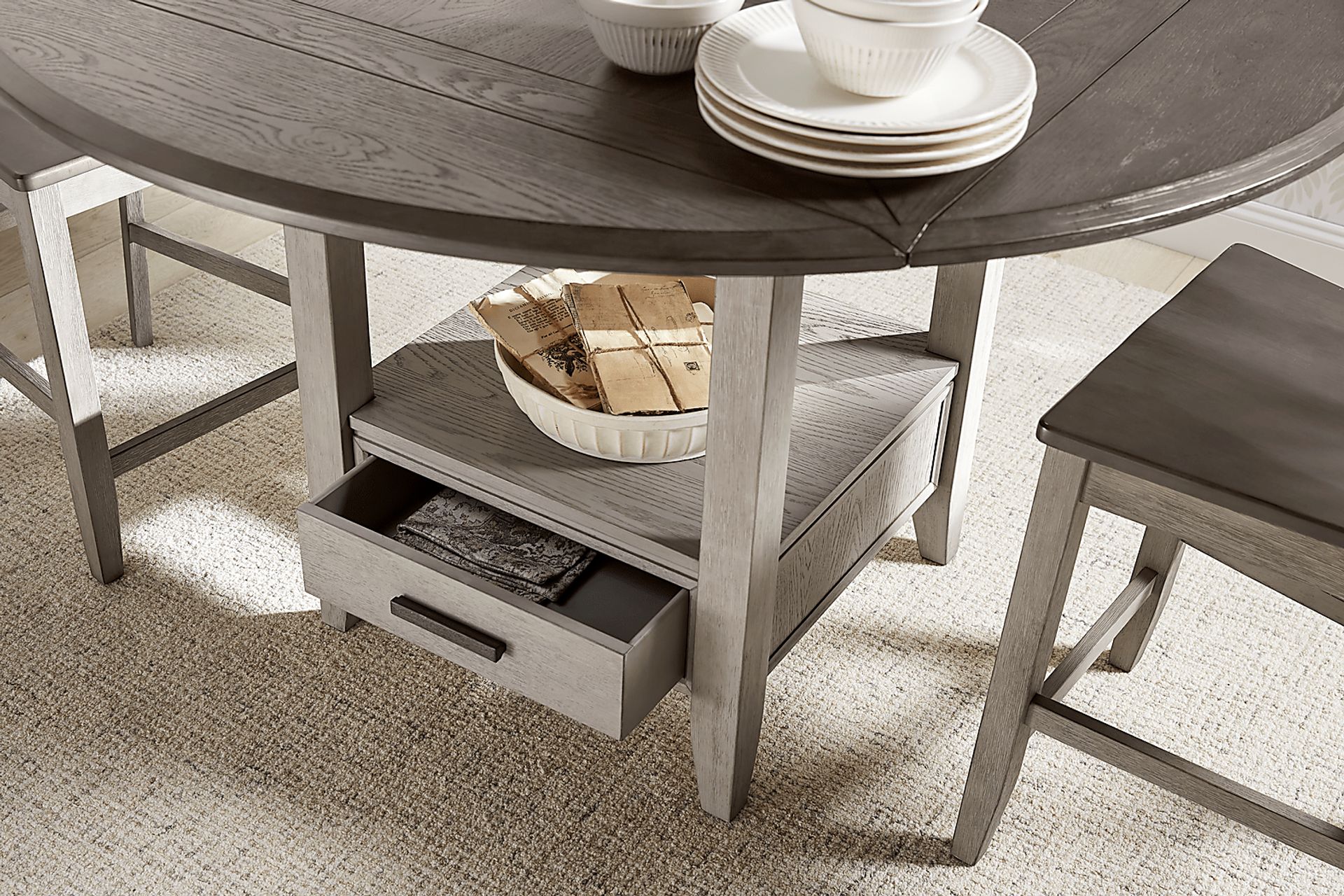 North Fork Gray 5 Pc Counter Height Drop Leaf Dining Room - Image 3