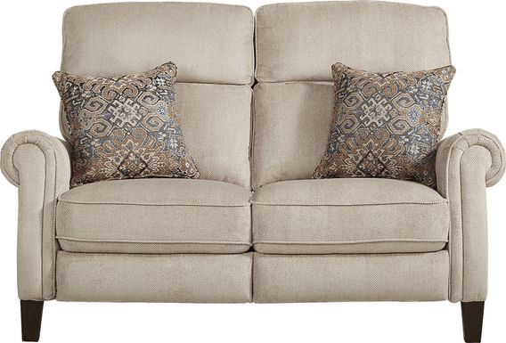 North River Beige Dual Power Reclining Loveseat