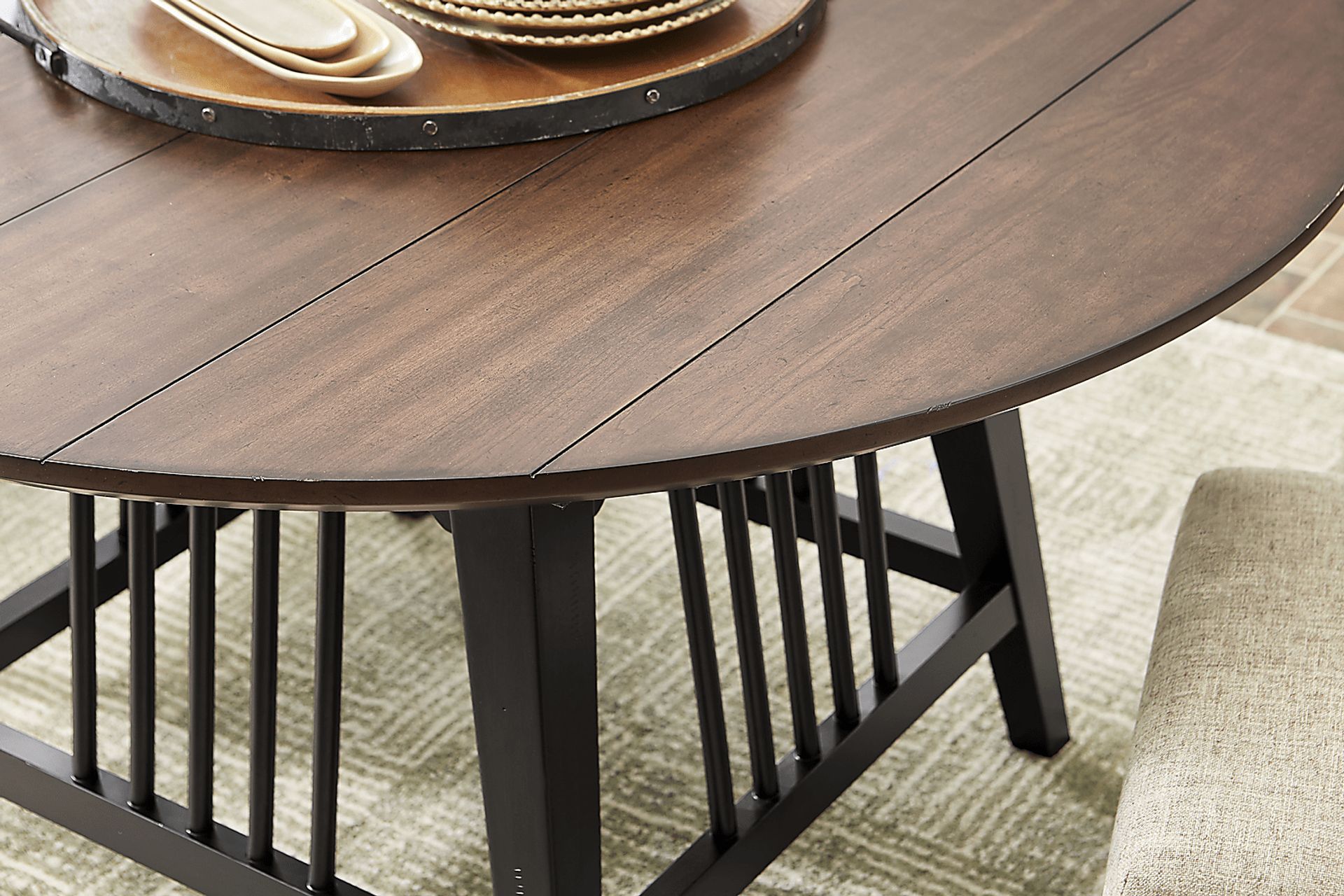 Northbrook Brown Cherry Finish Round Dining Table - Image 7