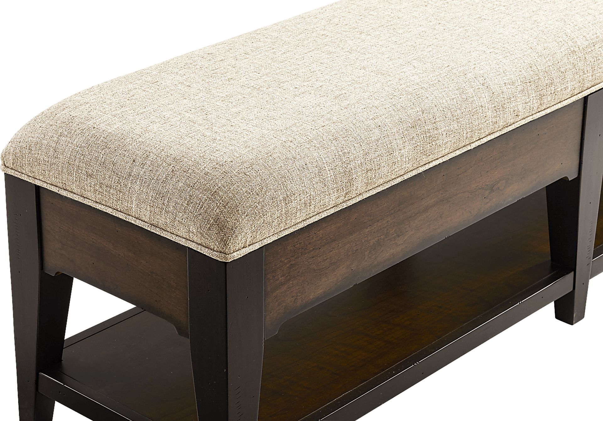 Northbrook Brown Cherry Upholstered Storage Bench - Image 4