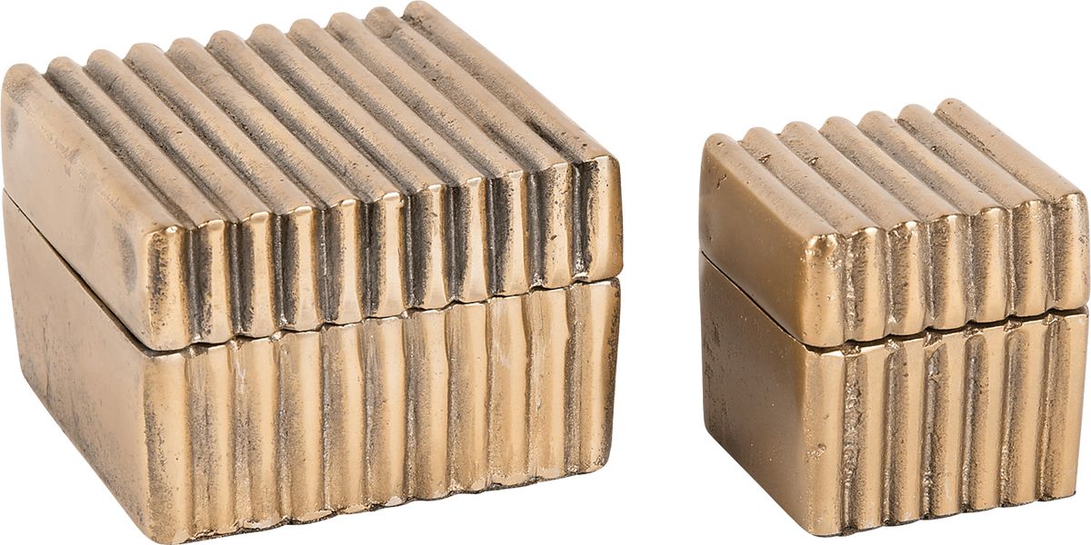 Northew Gold Colors,Metal Yellow Decorative Box, Set Of 2 | Rooms to Go