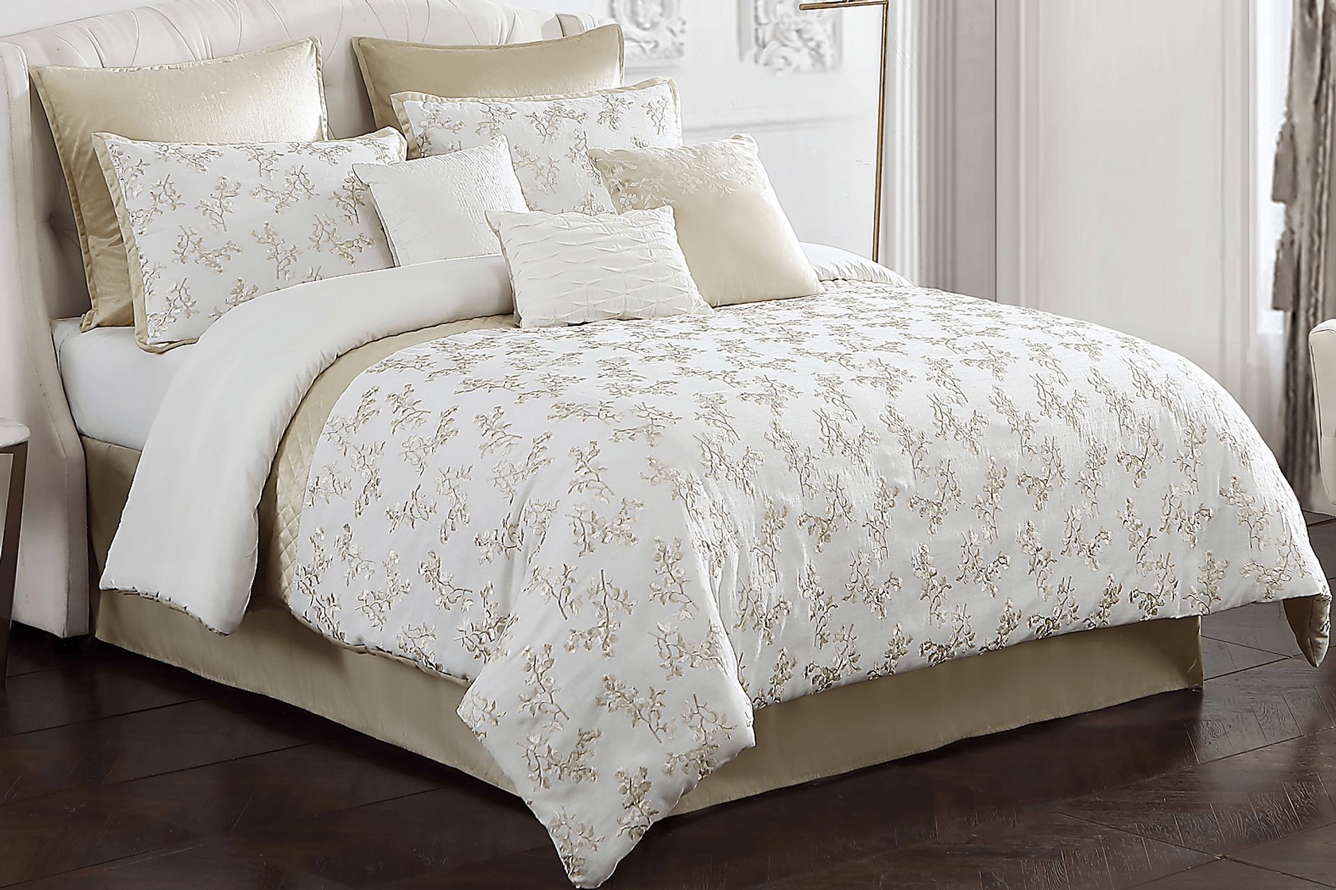 Northnup White 9 Pc Queen Comforter Set - Image 1