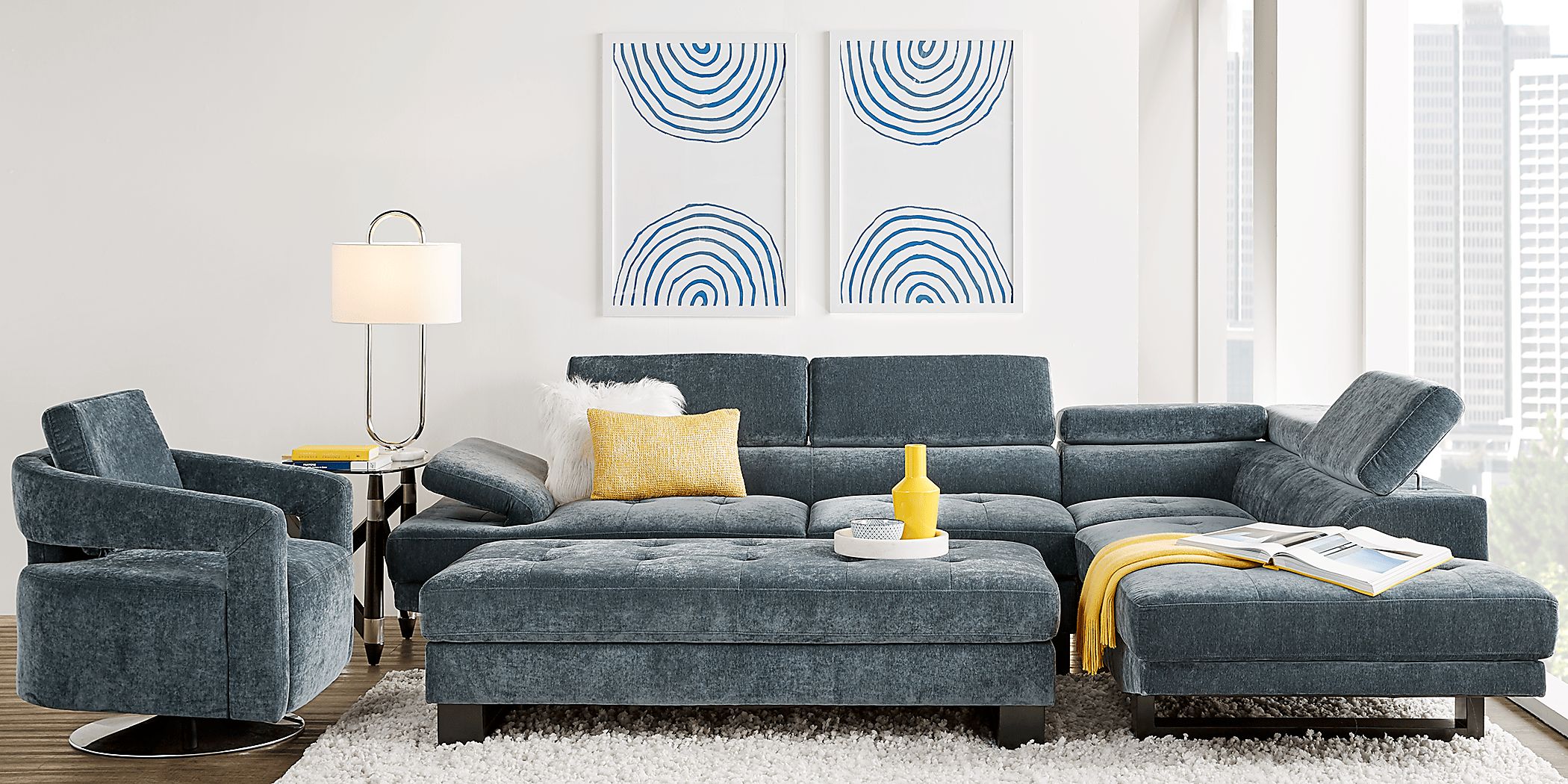 Northside Ocean 3 Pc Sectional Living Room Rooms To Go