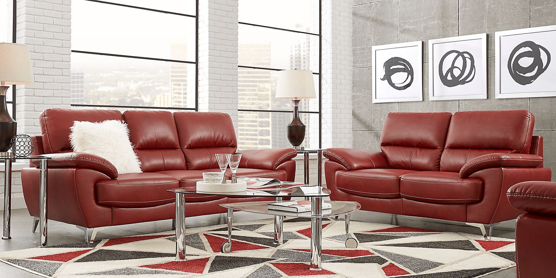 Northway Red 3 Pc Living Room - Image 1