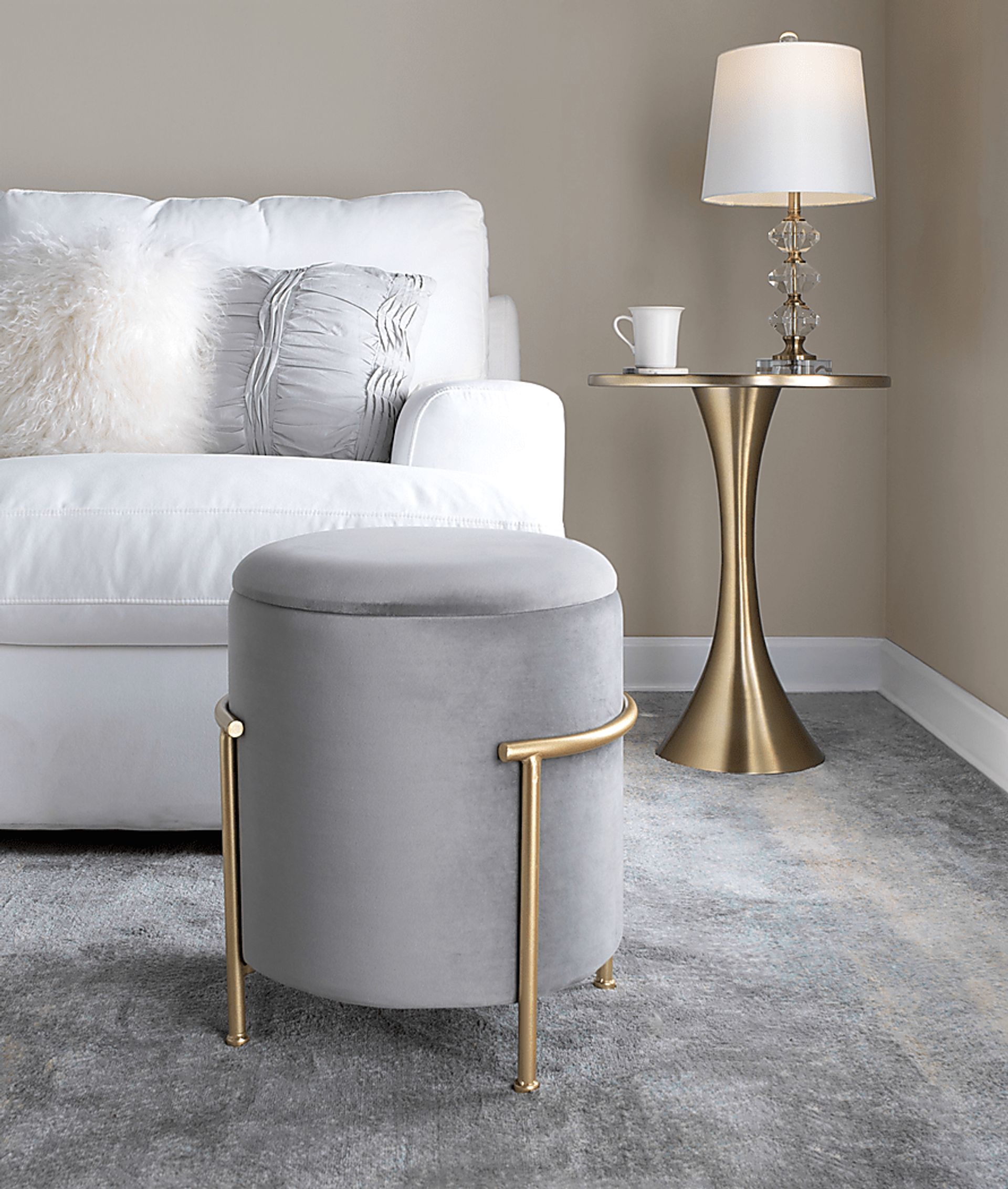 Notlee Silver Ottoman - Image 2