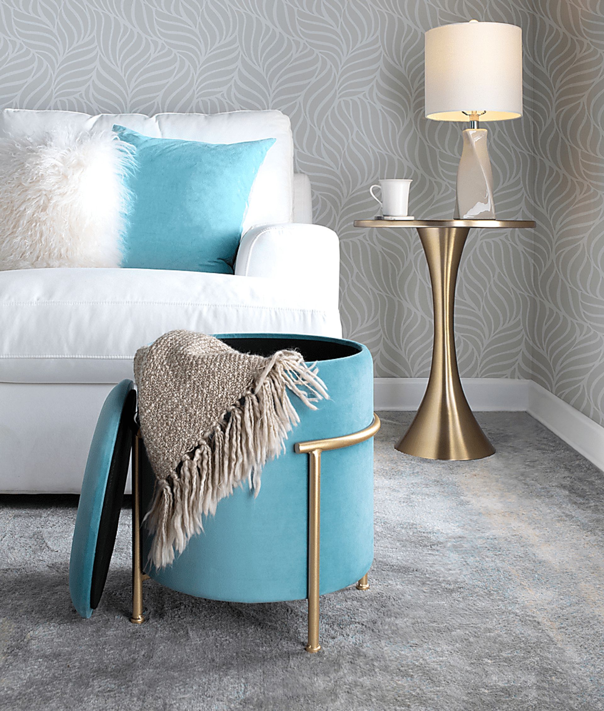 Notlee Teal Ottoman - Image 2