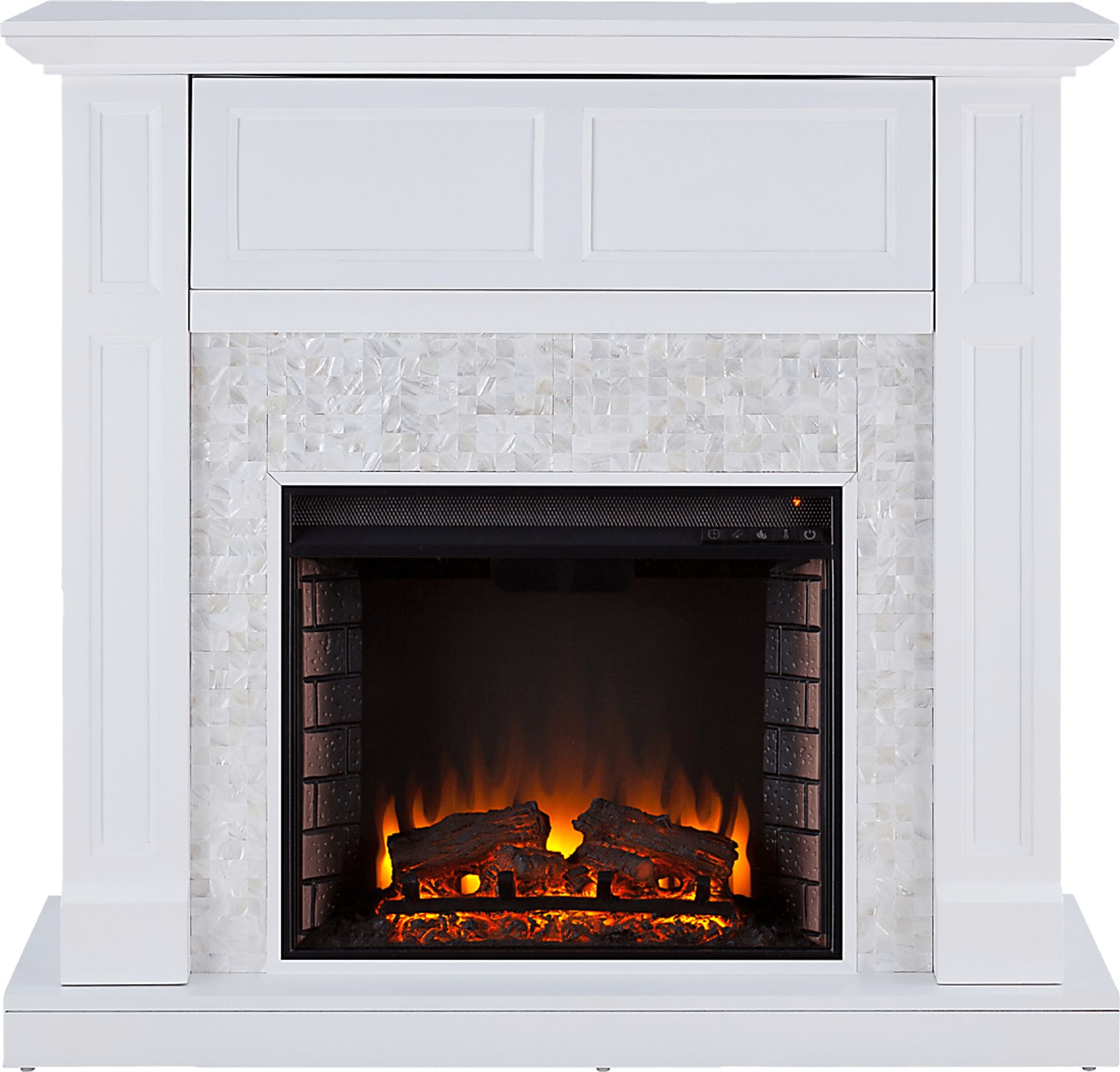 Novatak White 45.5 in. Console with Electric Fireplace - Image 1