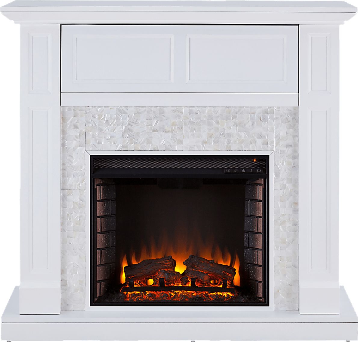 Novatak White 45.5 in. Console with Electric Fireplace