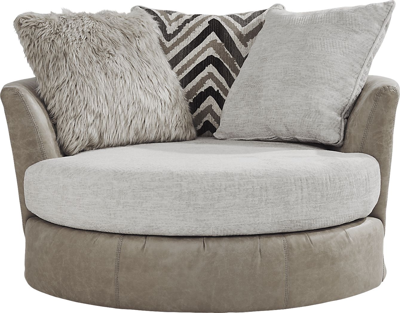 Novelia Beige Polyester Fabric Swivel Chair | Rooms To Go