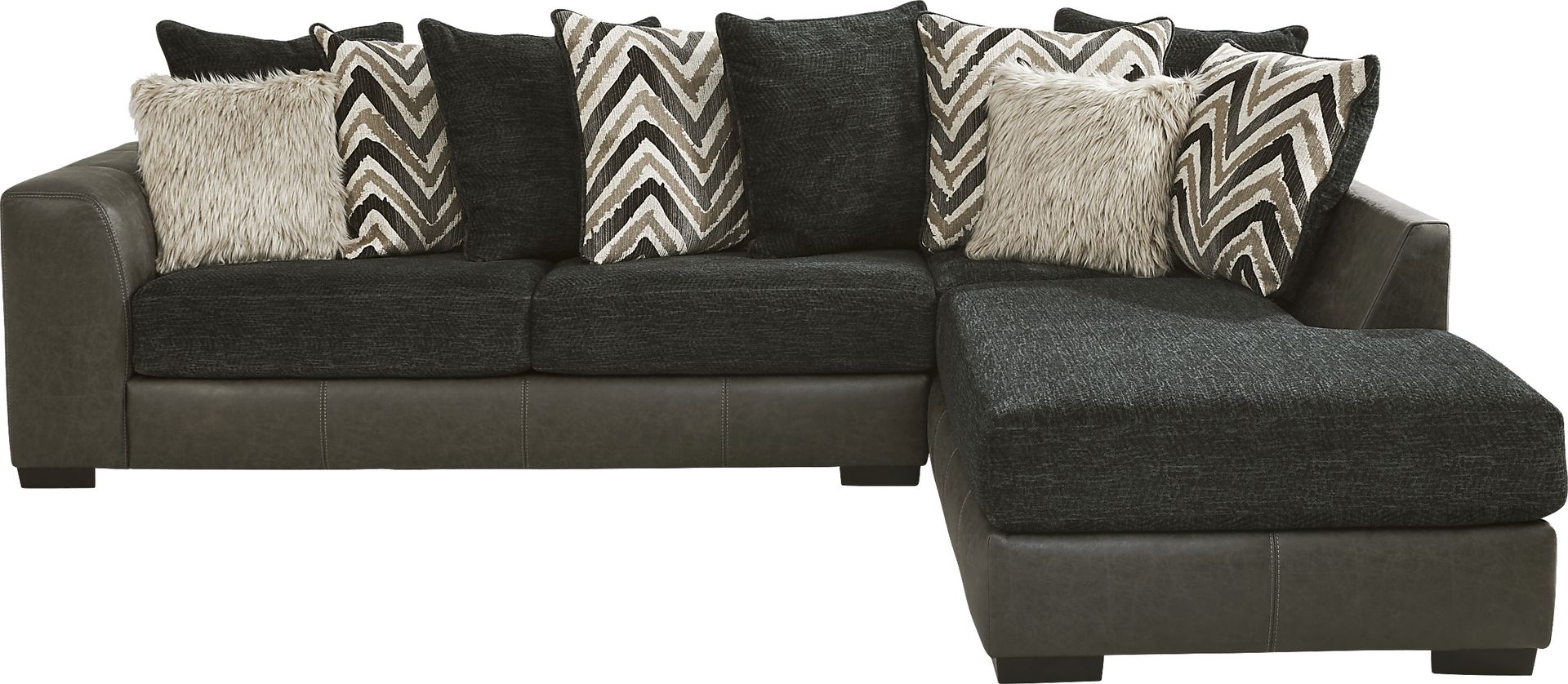Novelia Black 6 Pc Sectional Living Room - Image 3
