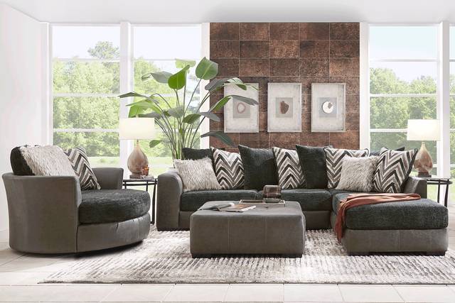 Novelia Black 3 Pc Sectional Living Room - Thumbnail - Image 1