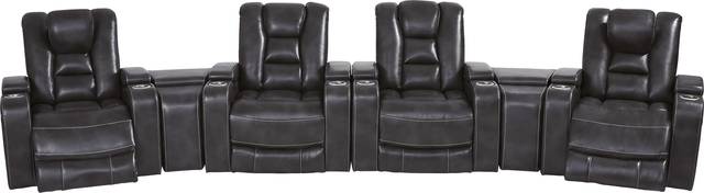 Novi Black 7 Pc Dual Power Reclining Home Theater Sectional - Thumbnail - Image 3