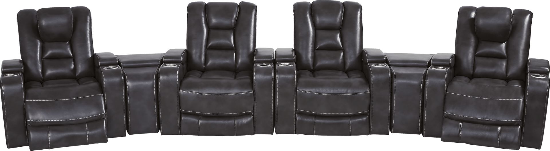 Novi Black 7 Pc Dual Power Reclining Home Theater Sectional - Image 3