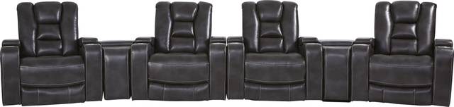 Novi Black 7 Pc Dual Power Reclining Home Theater Sectional - Thumbnail - Image 4