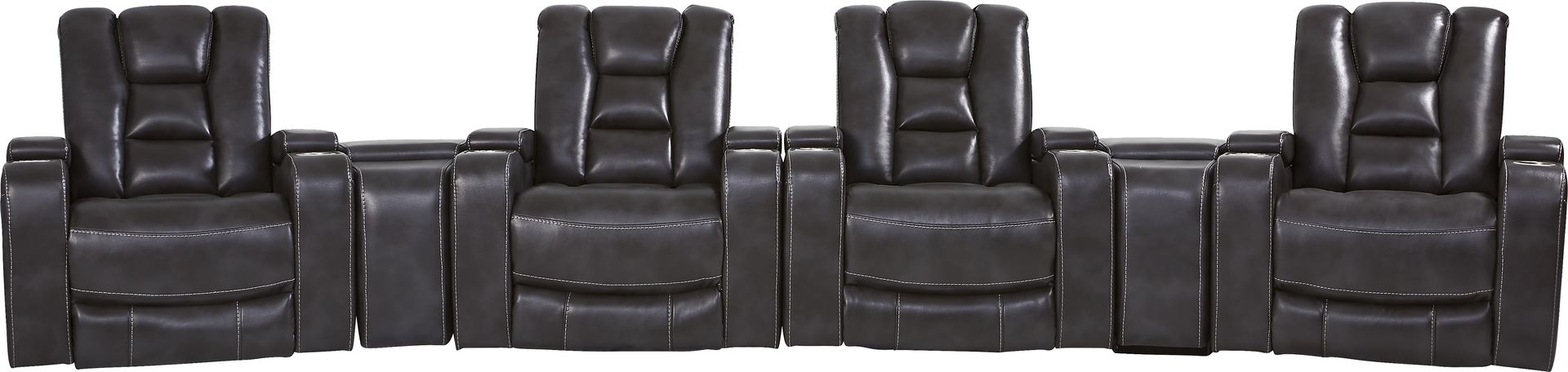 Novi Black 7 Pc Dual Power Reclining Home Theater Sectional - Image 4