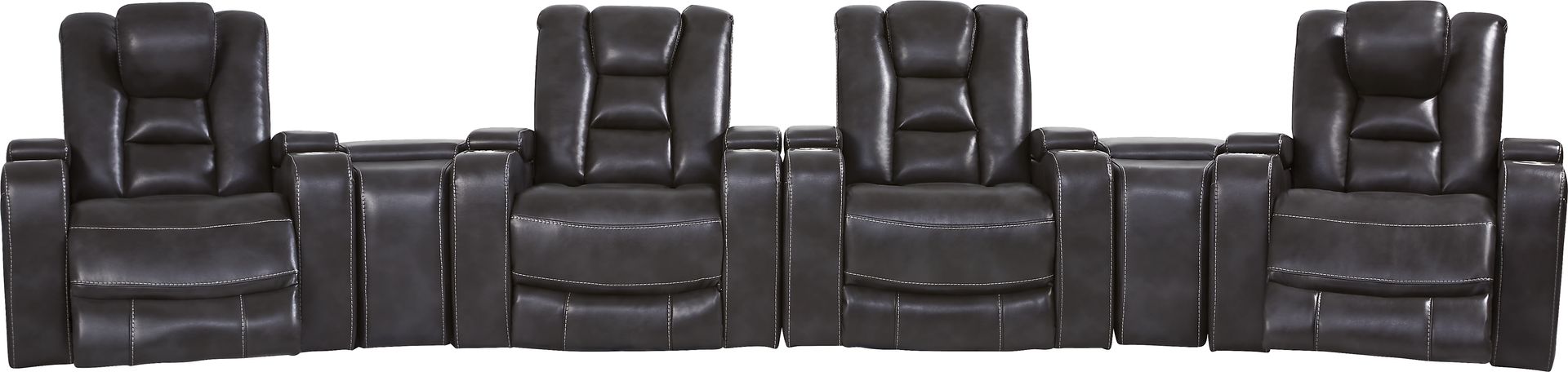 Novi Black 7 Pc Dual Power Reclining Home Theater Sectional - Image 5