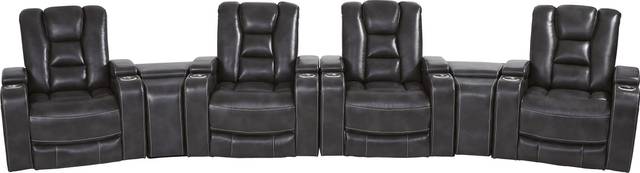Novi Black 7 Pc Dual Power Reclining Home Theater Sectional - Thumbnail - Image 1