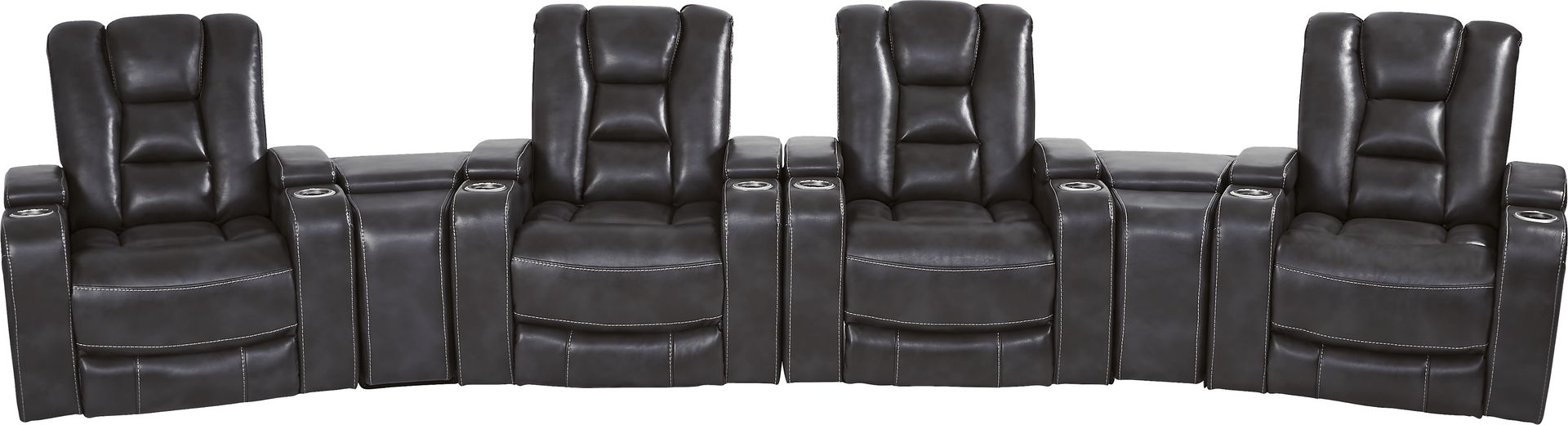 Novi Black 7 Pc Dual Power Reclining Home Theater Sectional - Image 1