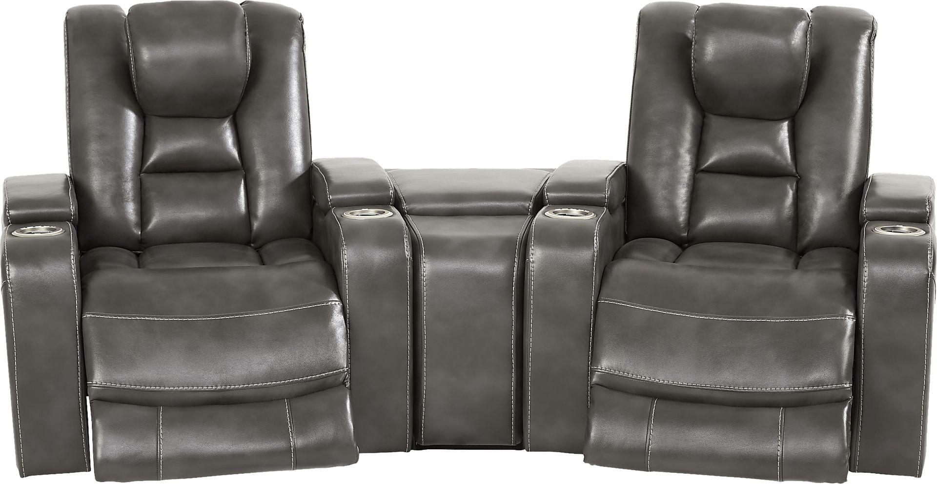 Novi Gray 6 Pc Dual Power Reclining Home Theater Sectional Living Room - Image 3