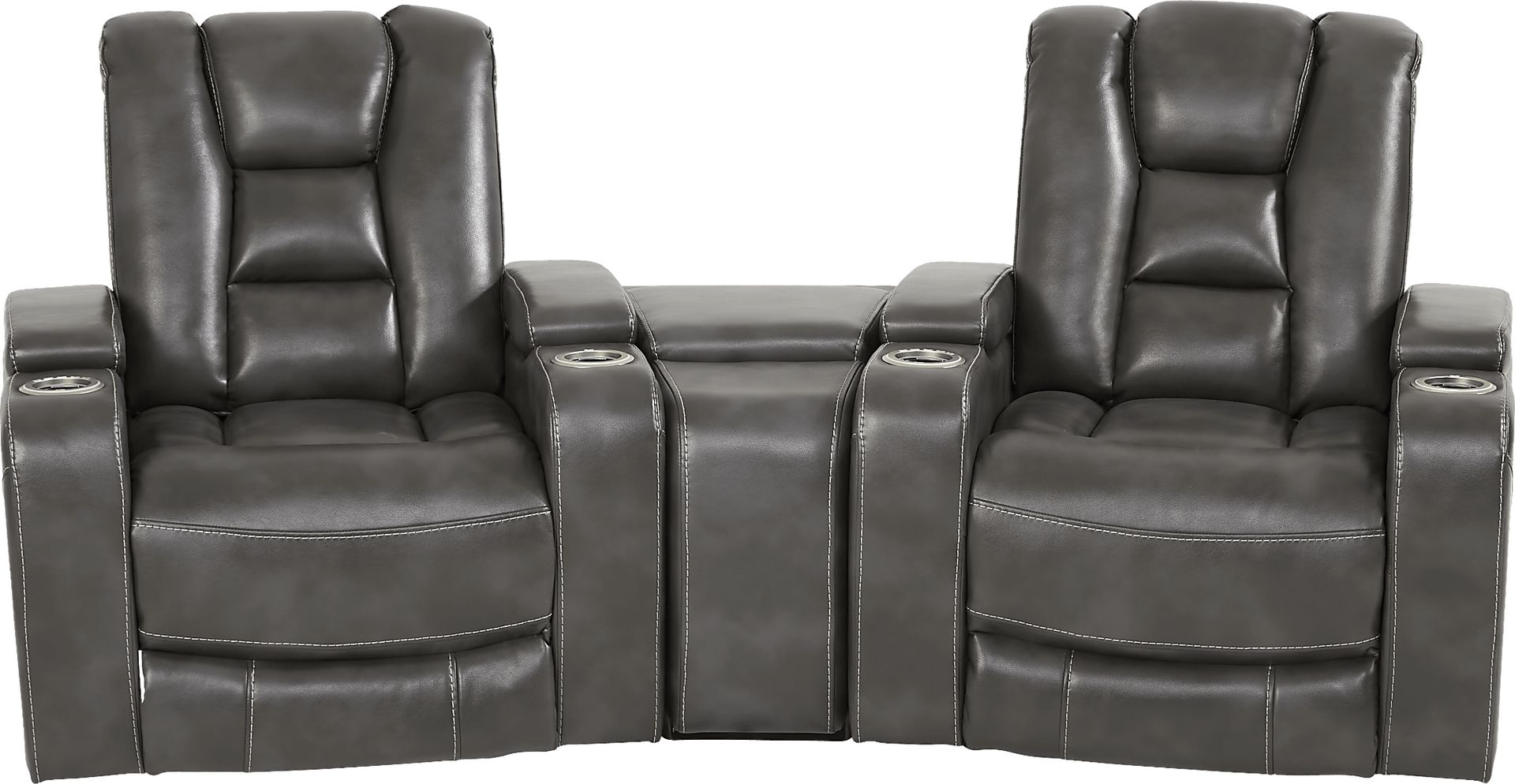 Novi Gray 6 Pc Dual Power Reclining Home Theater Sectional Living Room - Image 2