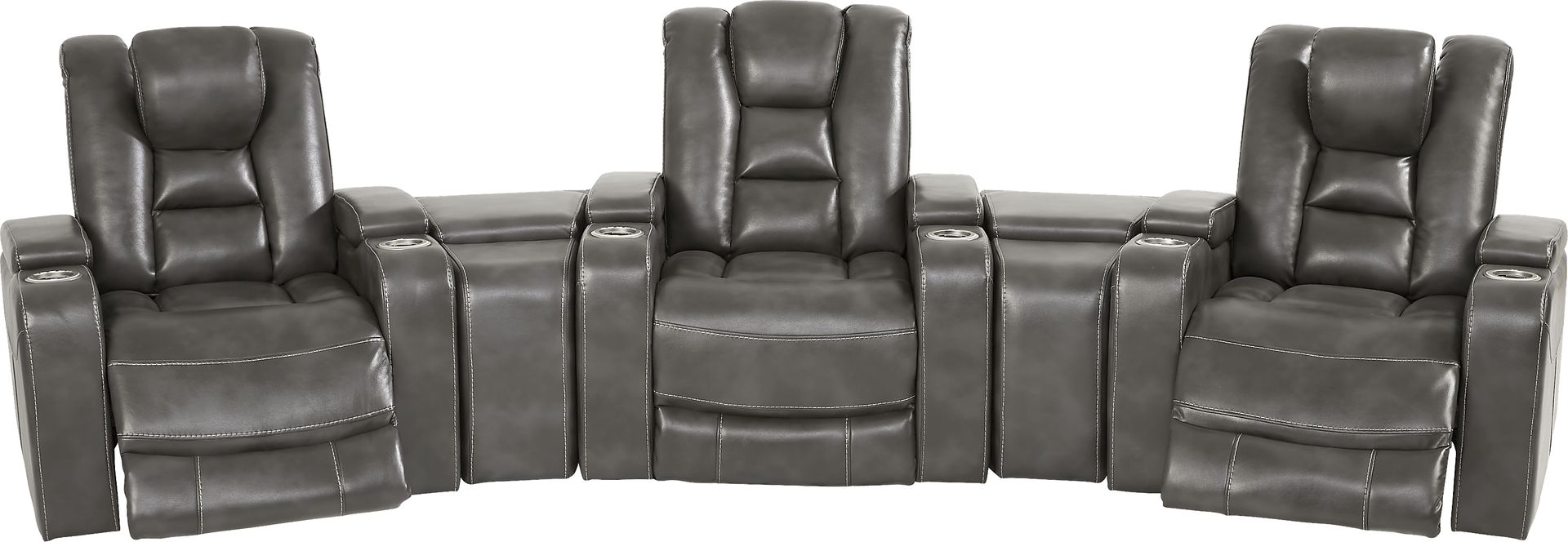 Novi Gray 5 Pc Dual Power Reclining Home Theater Sectional - Image 3