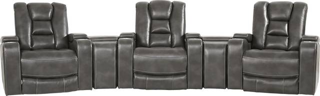 Novi Gray 5 Pc Dual Power Reclining Home Theater Sectional - Thumbnail - Image 4