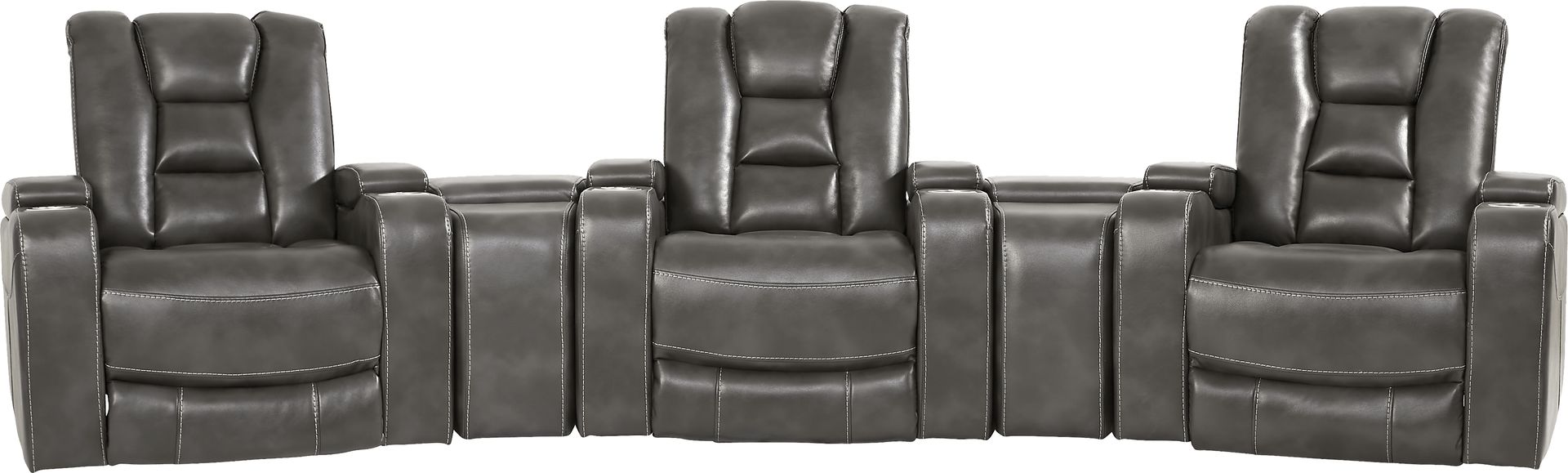 Novi Gray 5 Pc Dual Power Reclining Home Theater Sectional - Image 4