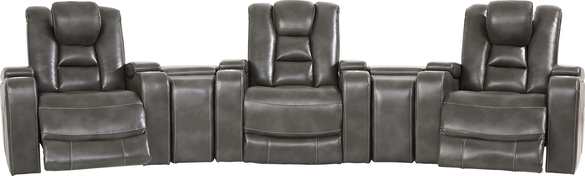 Novi Gray 5 Pc Dual Power Reclining Home Theater Sectional - Image 5
