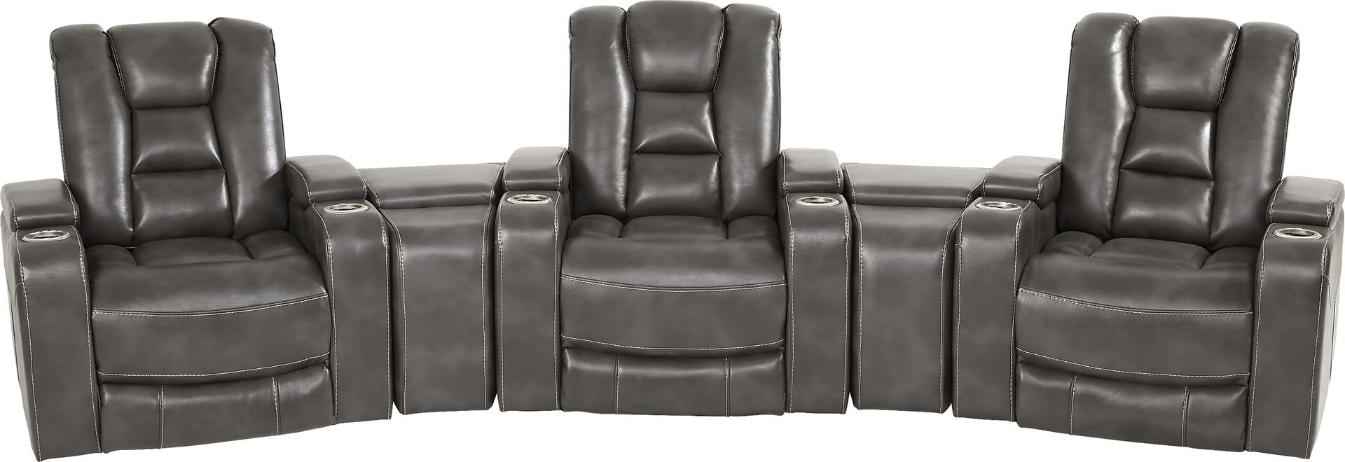 Novi Gray 5 Pc Dual Power Reclining Home Theater Sectional - Image 1