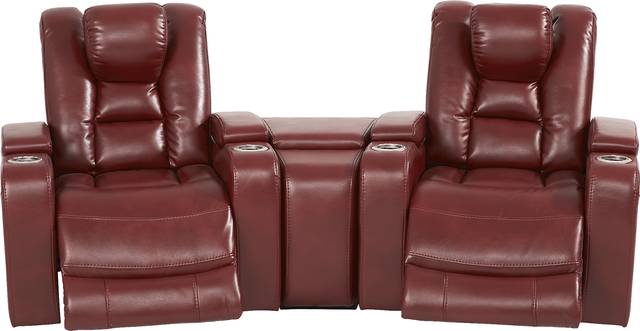 Novi Red 3 Pc Dual Power Reclining Home Theater Sectional - Thumbnail - Image 3