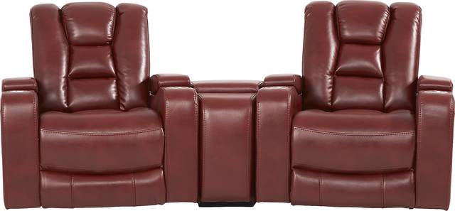 Novi Red 3 Pc Dual Power Reclining Home Theater Sectional - Thumbnail - Image 4