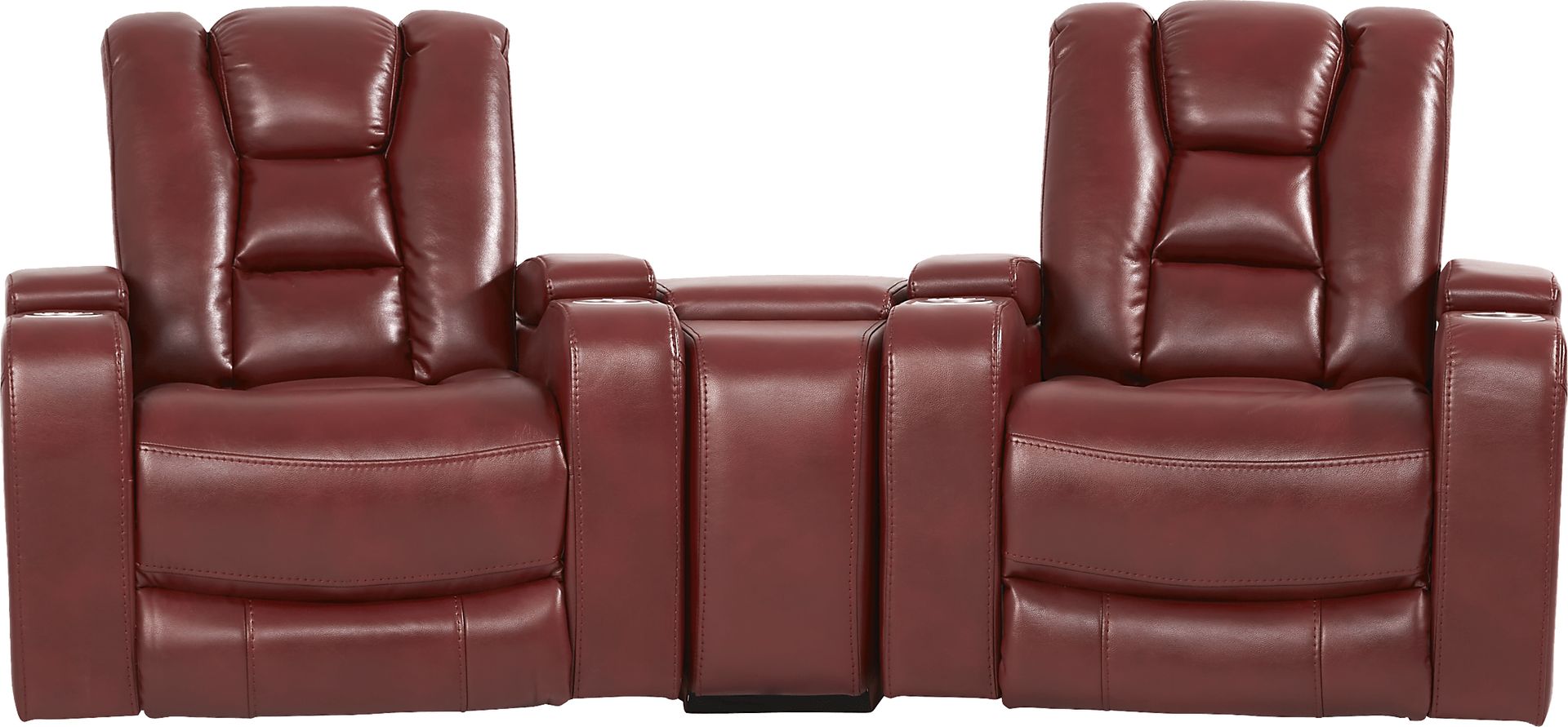 Novi Red 3 Pc Dual Power Reclining Home Theater Sectional - Image 4