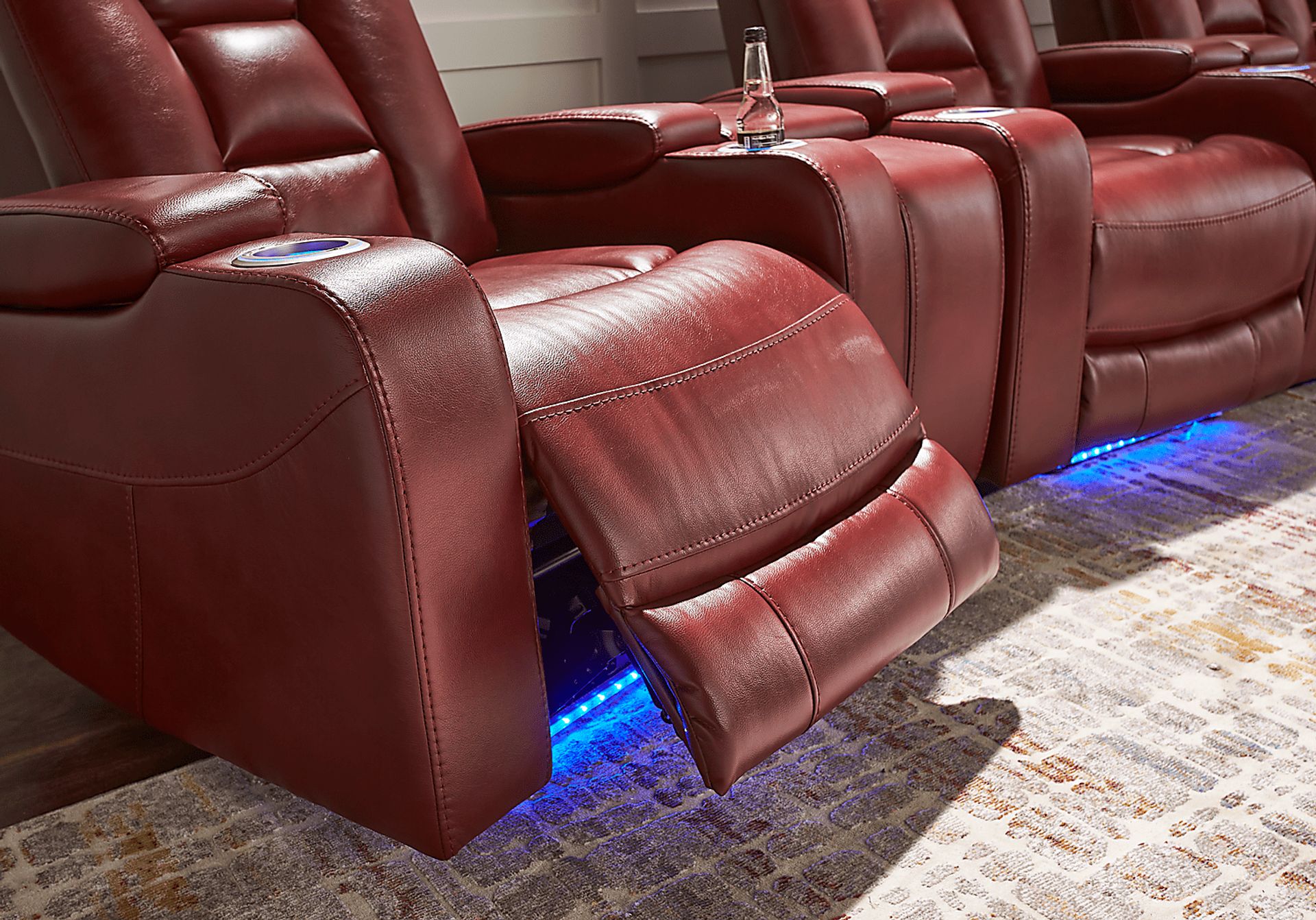 Novi Red 3 Pc Dual Power Reclining Home Theater Sectional - Image 9