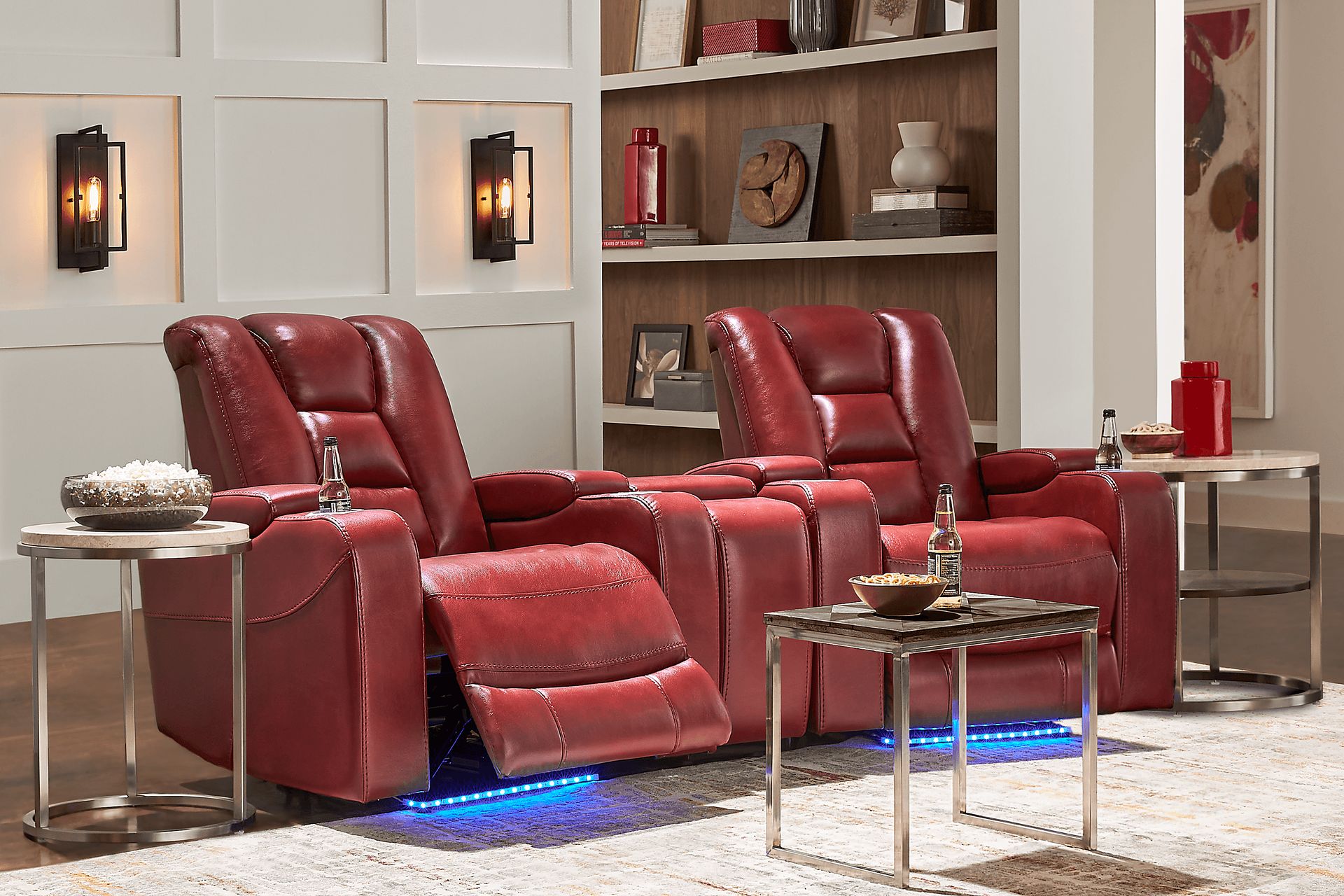 Novi Red 3 Pc Dual Power Reclining Home Theater Sectional - Image 2