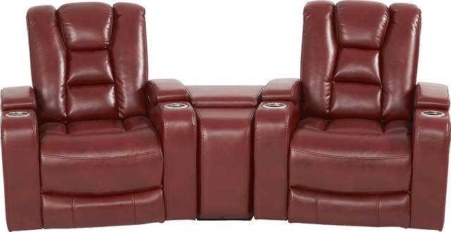 Novi Red 3 Pc Dual Power Reclining Home Theater Sectional - Thumbnail - Image 1
