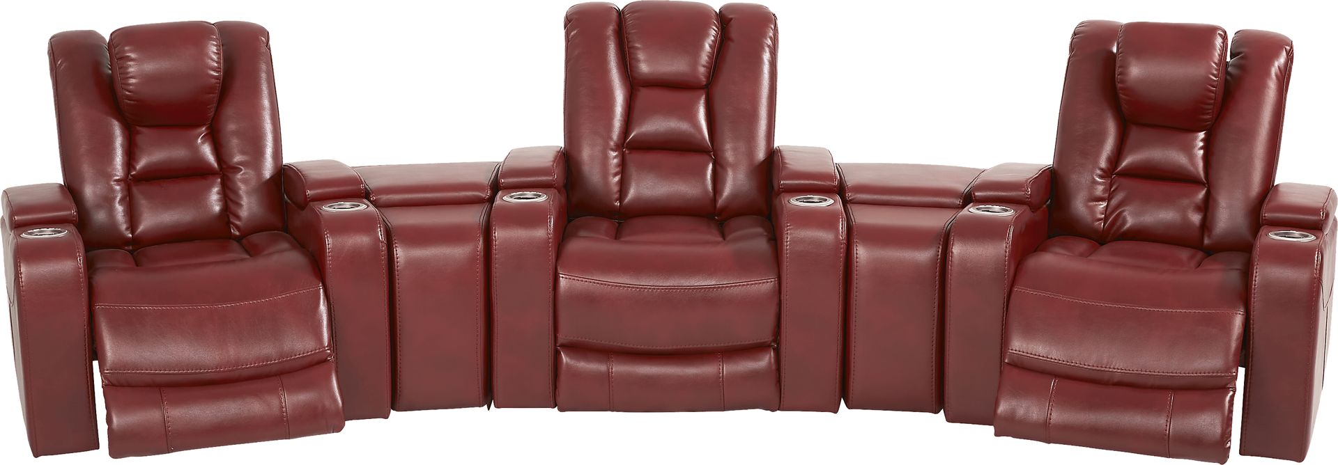 Novi Red 7 Pc Dual Power Reclining Home Theater Sectional Plus 70 in. TV - Image 3