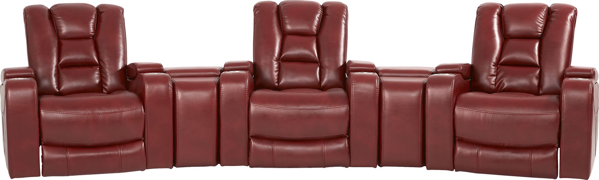 Novi Red 7 Pc Dual Power Reclining Home Theater Sectional Plus 70 in. TV - Image 4