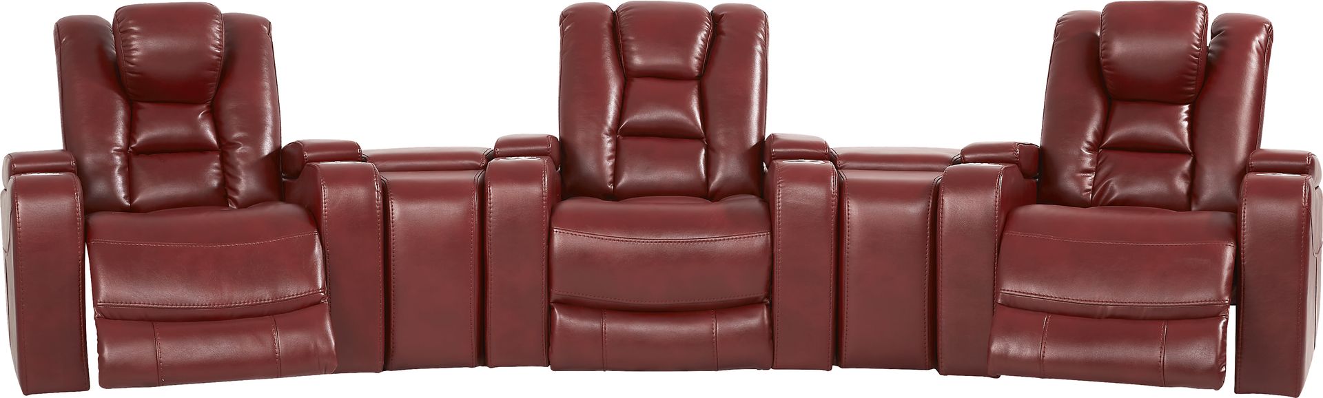 Novi Red 7 Pc Dual Power Reclining Home Theater Sectional Plus 70 in. TV - Image 5