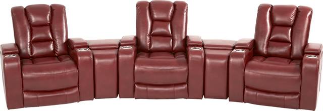 Novi Red 7 Pc Dual Power Reclining Home Theater Sectional Plus 70 in. TV - Thumbnail - Image 2