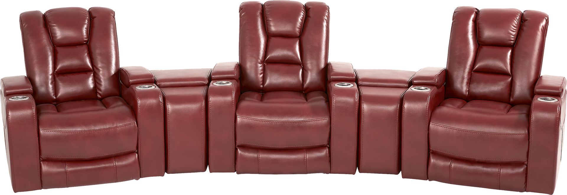 Novi Red 7 Pc Dual Power Reclining Home Theater Sectional Plus 70 in. TV - Image 2