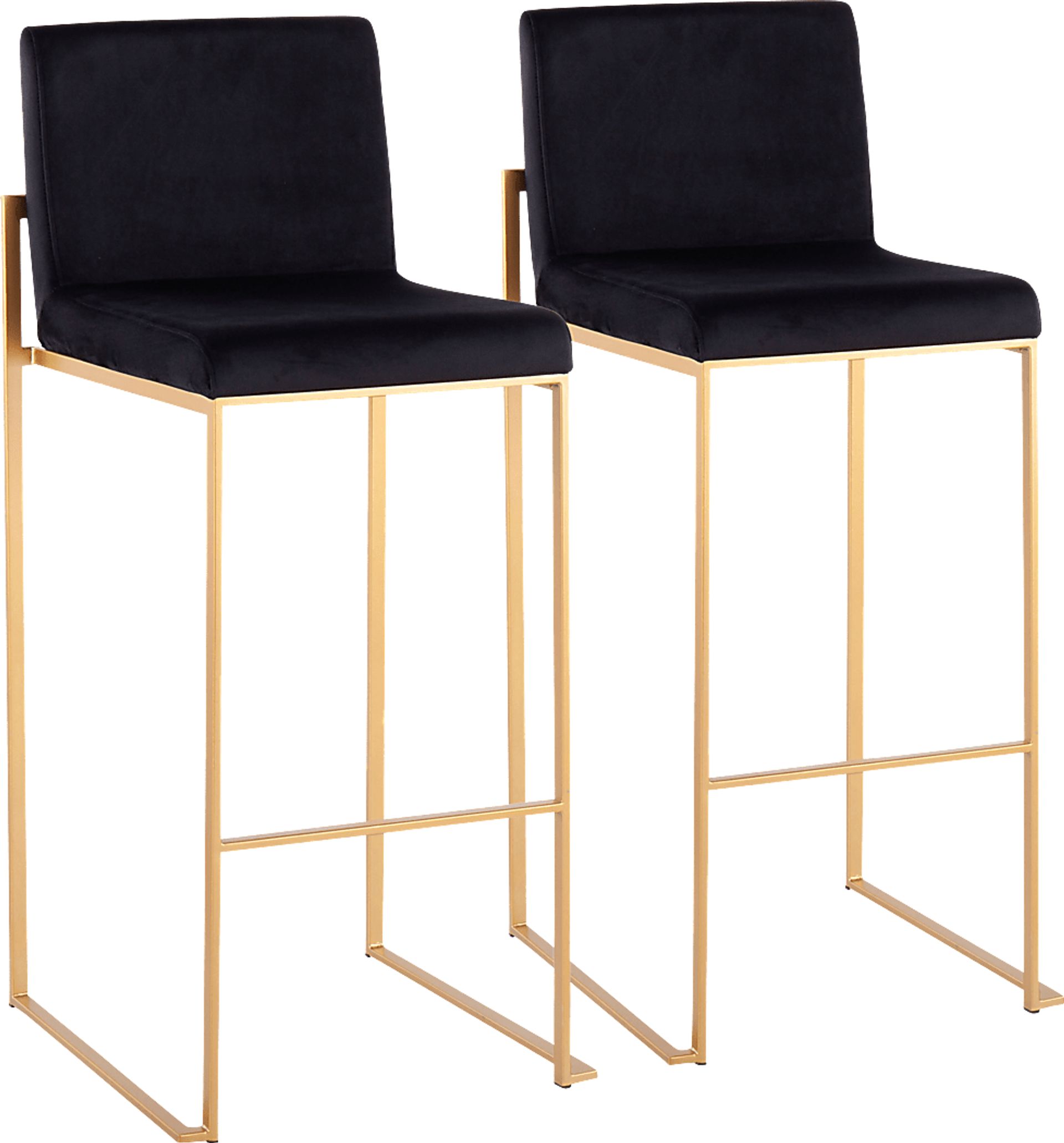 Nowotny Black Gold Velvet Barstool Set of 2 - Image 1