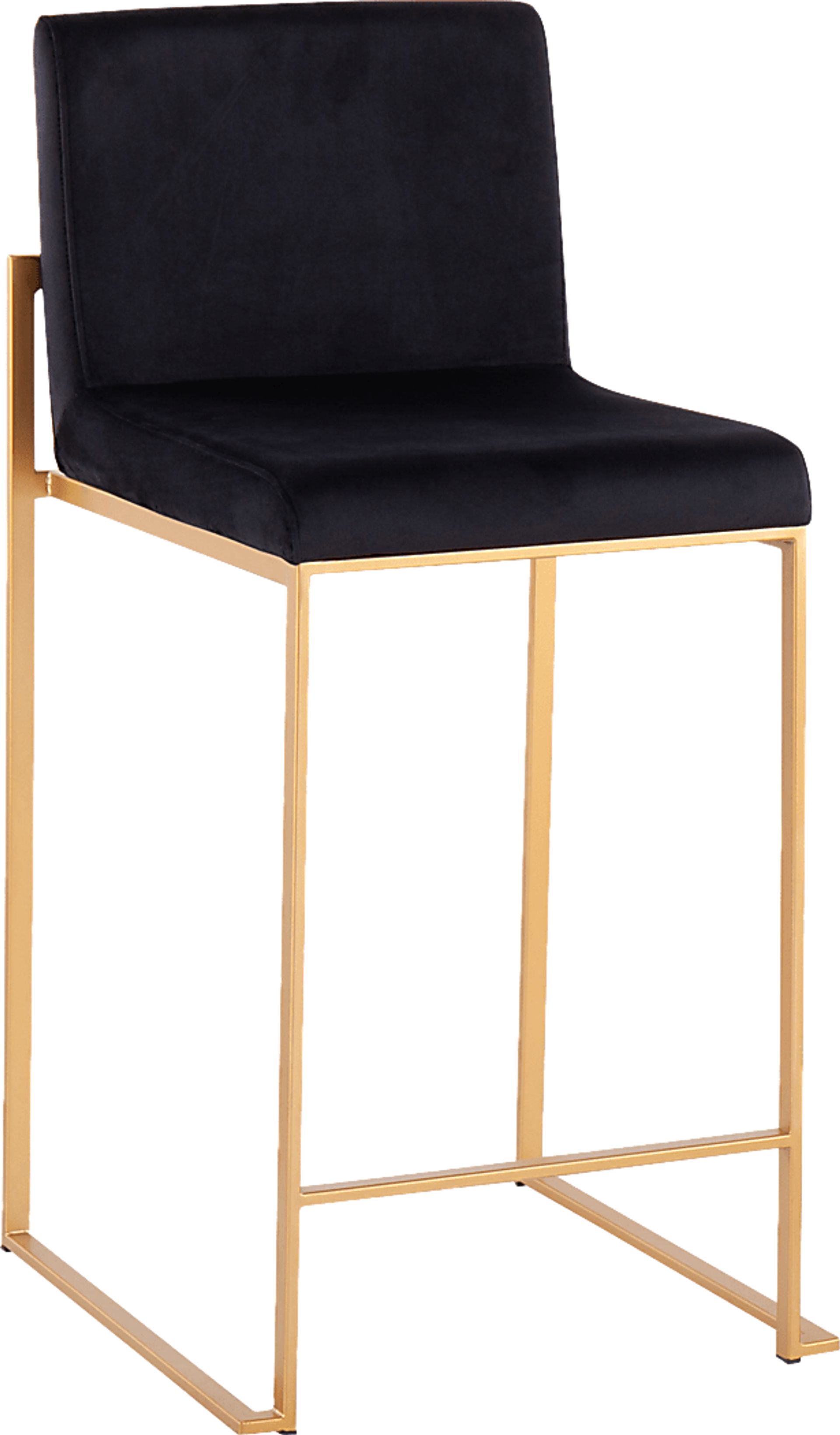 Nowotny Black Gold Velvet Counter Height Stool Set of 2 - Image 2
