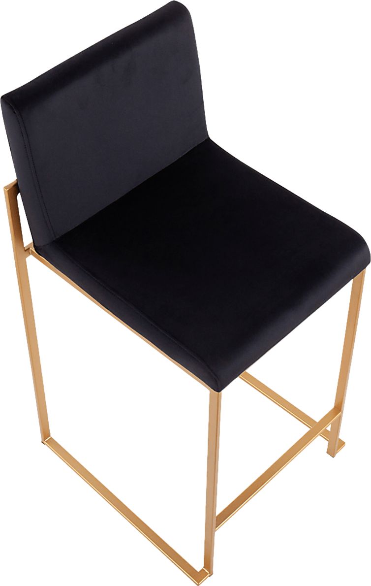 Nowotny Black Gold Velvet Counter Height Stool Set of 2