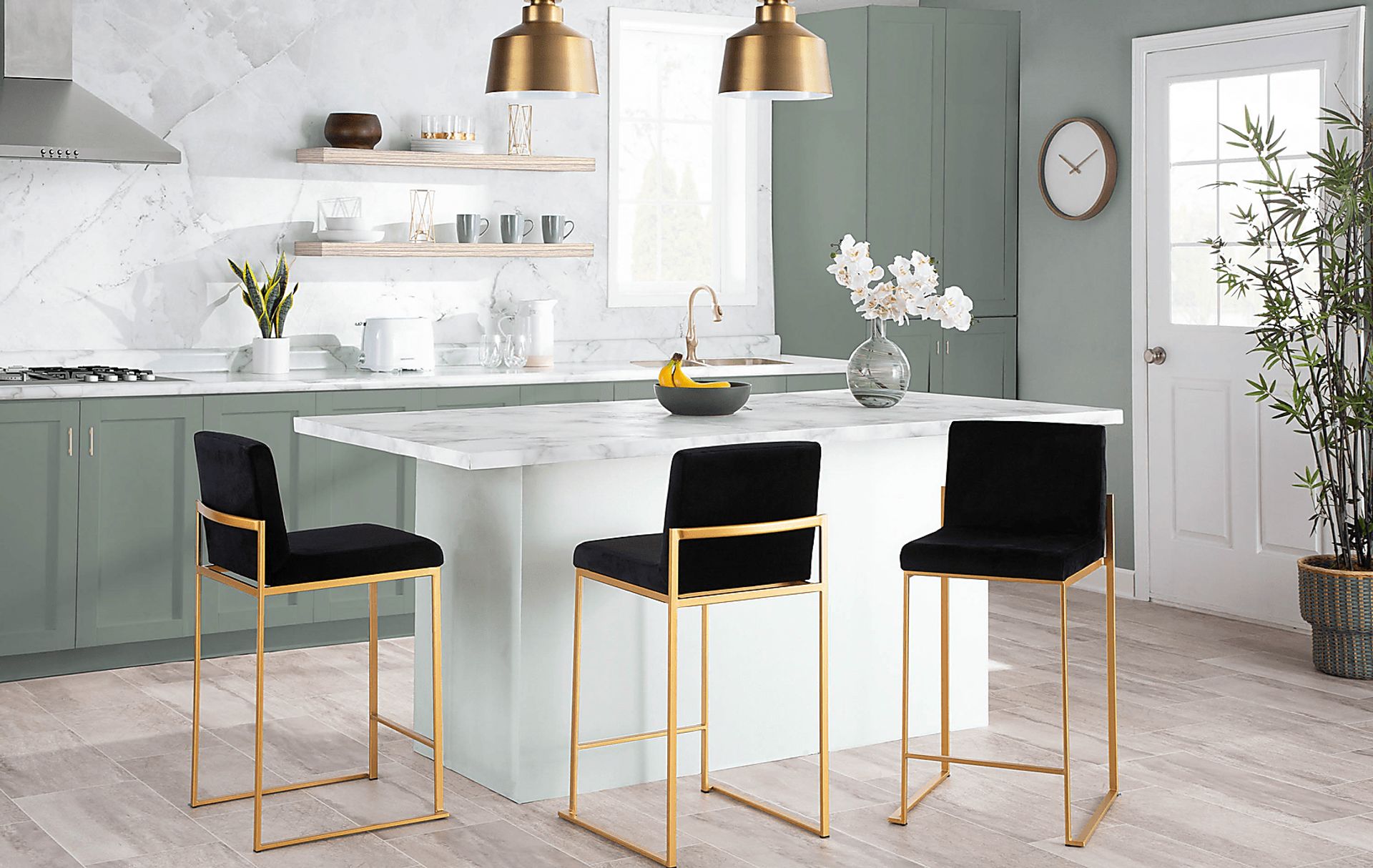 Nowotny Black Gold Velvet Counter Height Stool Set of 2 - Image 9