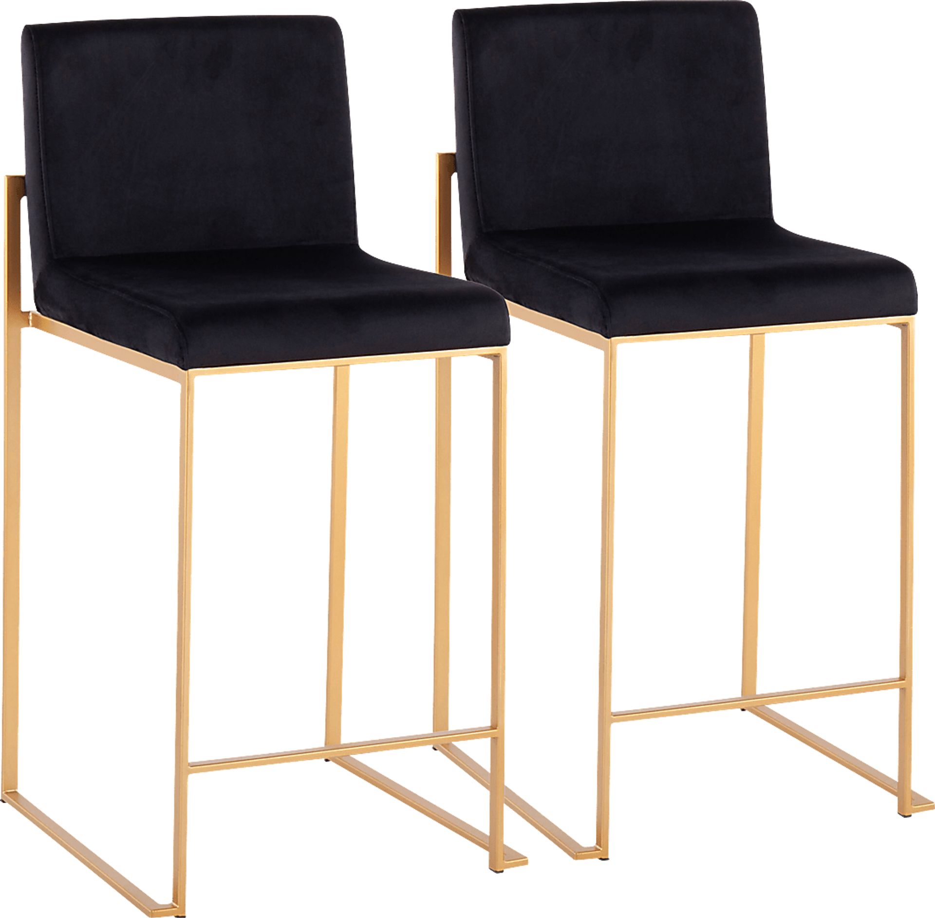 Nowotny Black Gold Velvet Counter Height Stool Set of 2 - Image 1